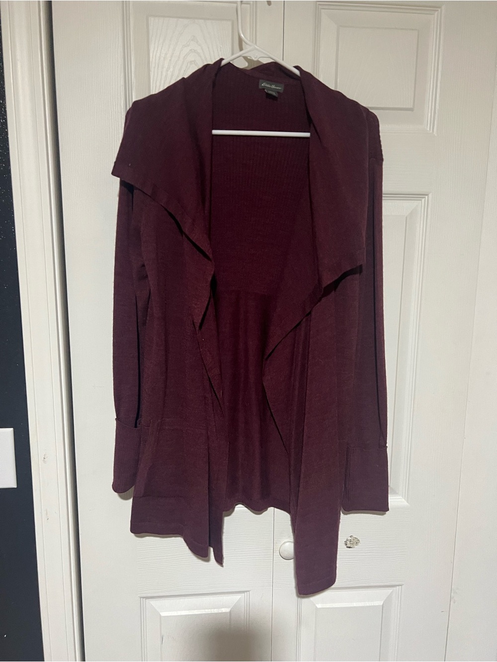 Eddie Bauer Draped Hooded Cardigan - Burgundy